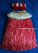 Hawaiian grass skirt set 3 layers thick grass skirt red skirt hula dance costume vest corset