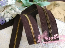 Manual fabric DIY parquet 3 # 5#咖啡色纯铜开尾拉链 thick material smooth zipper without pull head