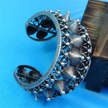 Ethnic style Old Miao silver (hollow flower)bracelet