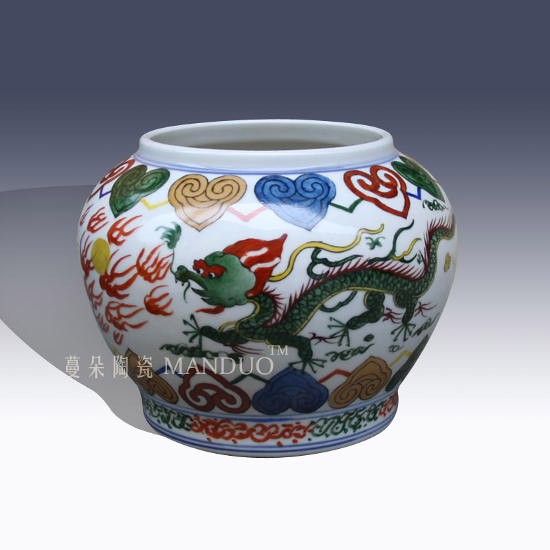 Jingdezhen imitation Ming xuande colorful flowers and birds can copy the Ming wanli five dragon grain fangming ceramic go to pot