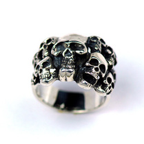 Mens Titanium Steel Ring Mens Rings Punk Ring Death Skeleton Thai Silver Style Ring