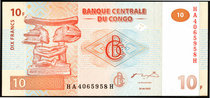 Congolese paper notes RMB10  1 new full article