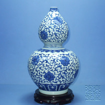 Blue and white gourd bottle hand-painted antique porcelain Jingdezhen ceramic vase home decoration feng shui ornaments Town House