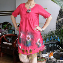 Bai nationality tie-dye cotton short-sleeved dress baby clothes baby shirt multicolor