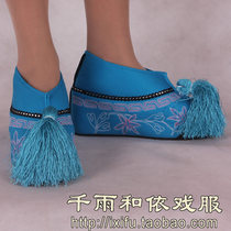 High color shoes Opera shoes shoes Yue opera shoes flower shoes stage performance costumes increase shoes 10 Blue