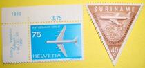 Swiss Suriname Airlines ticket New 2 original rubber back stickers