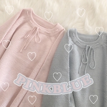Original pink blue bow knit sweater K