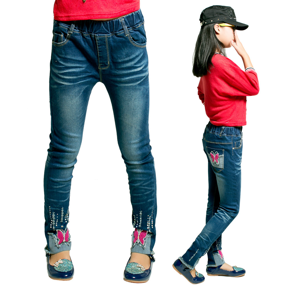 京颢童装2016春装女大童牛仔裤儿童小脚裤女 女孩休闲裤裤子_爱酷商城