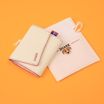 SHARK Sa Ke Aviation Planning Bureau fun illustration PU large covered milk color wallet original