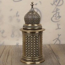  Push-down automatic toothpick box Household European-style retro living room Russian dining table hand-pressed metal creative toothpick tube