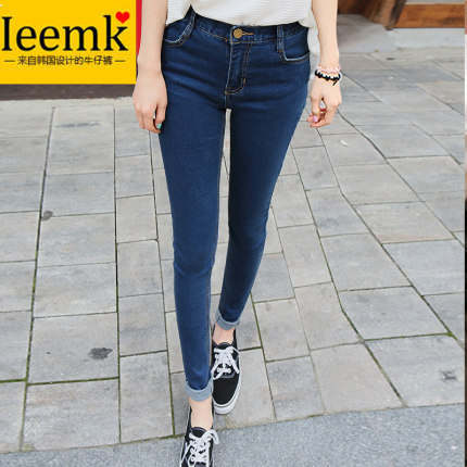 2019新款大码牛仔裤女裤子九分胖mm显瘦高腰加长超长版高个子春季-tmall.com天猫