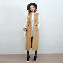Autumn and winter new womens clothing Korean version of the long wool waistcoat womens cashmere large size thin sleeveless suit jacket wild