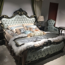Ostyle Bed Luxury luxury Wedding Bed Neoclassical Solid Wood Double Bed 1 8 m genuine leather master bedroom Princess Bed