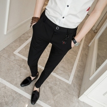 Nightclub Mens Pants Korean Slim Small Feet Pants Hair Stylist ankle-length pants Social Guys Little Pants Mens Casual Pants