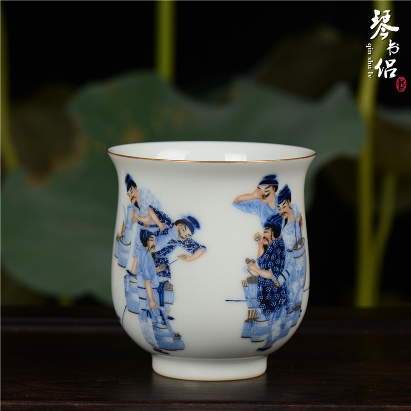 Pianology picking jingdezhen hand - made antique porcelain vases, home furnishing articles colored enamel characters dou tea cup of tea