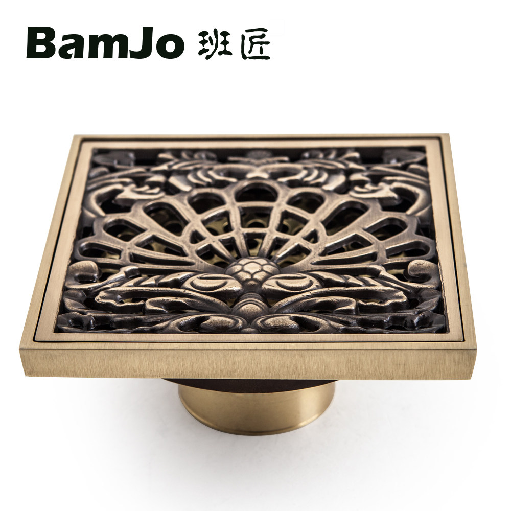 全铜 防臭 班匠正品仿古地漏 qxt-219 卫生间 方形 欧风花式地漏