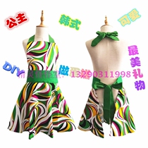 Cotton childrens apron idyllic stripe parent-child girl princess apron Korean performance Childrens Day gift