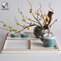 New Chinese White Phnom-rimmed grid tray model room decoration square tea tray coffee table restaurant soft decoration