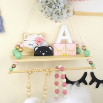 ins Nordic fashioned shelf wall hanging Makaron wood pearl swing partition to house soft wall decoration of children's room