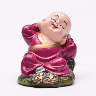 创意婵妙小沙弥可爱的弥勒佛树脂茶宠摆件手工艺纪念品