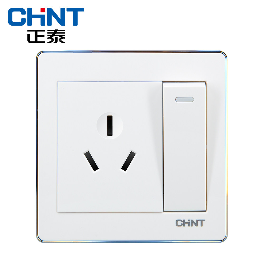 正泰86型热水器空调插座大功率16a三孔插座带开关一开三极16安3孔