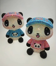 Sticky Diamond Panda piggy bank Sticky Diamond Creative large cartoon animal Piggy bank Coin Piggy bank Childrens gift