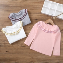 2018 girls beating undershirt spring autumn dress with long sleeves lace T-shirt fashion high collar baby blouse children clothes kids clothes