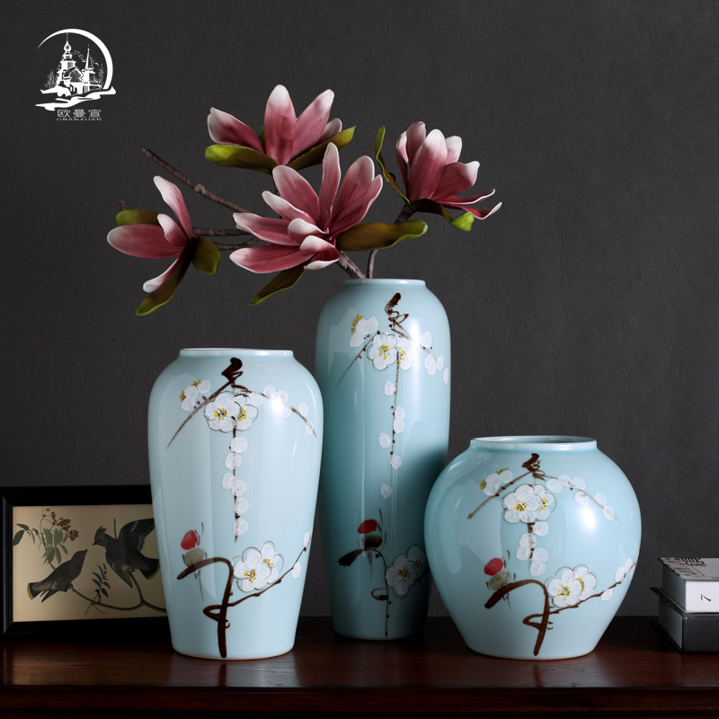 Jingdezhen ceramic vase furnishing articles creative new Chinese style living room TV ark, flower arranging flowers, table decorations