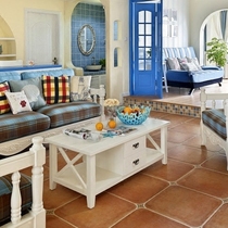 American country solid wood coffee table TV cabinet combination living room furniture custom oak Mediterranean white coffee table short cabinet