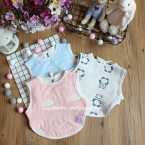 Baby cotton sleeveless rice pocket large bib saliva towel 6 layers gauze absorbent anti-dressing baby vest coat