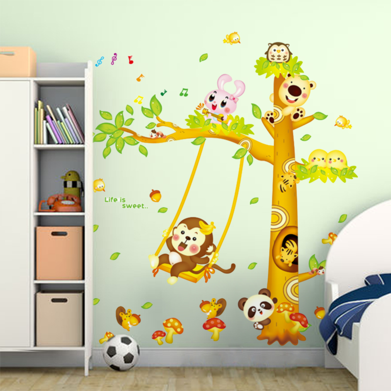 Monkey Swing Nursery Decoration Wall Stickers Removable Paper Sticker Baby Bedroom Wallpaper Childrens Room Monkey Swing Nursery Decoration Wall Stickers Removable Paper Sticker Baby Bedroom Wallpaper Childrens Room
