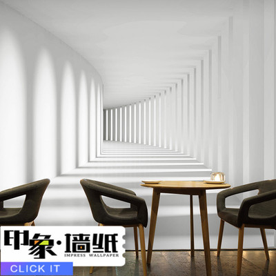 白色立体感空间延伸墙纸简约chic线条科技墙布公司办公室客厅壁纸