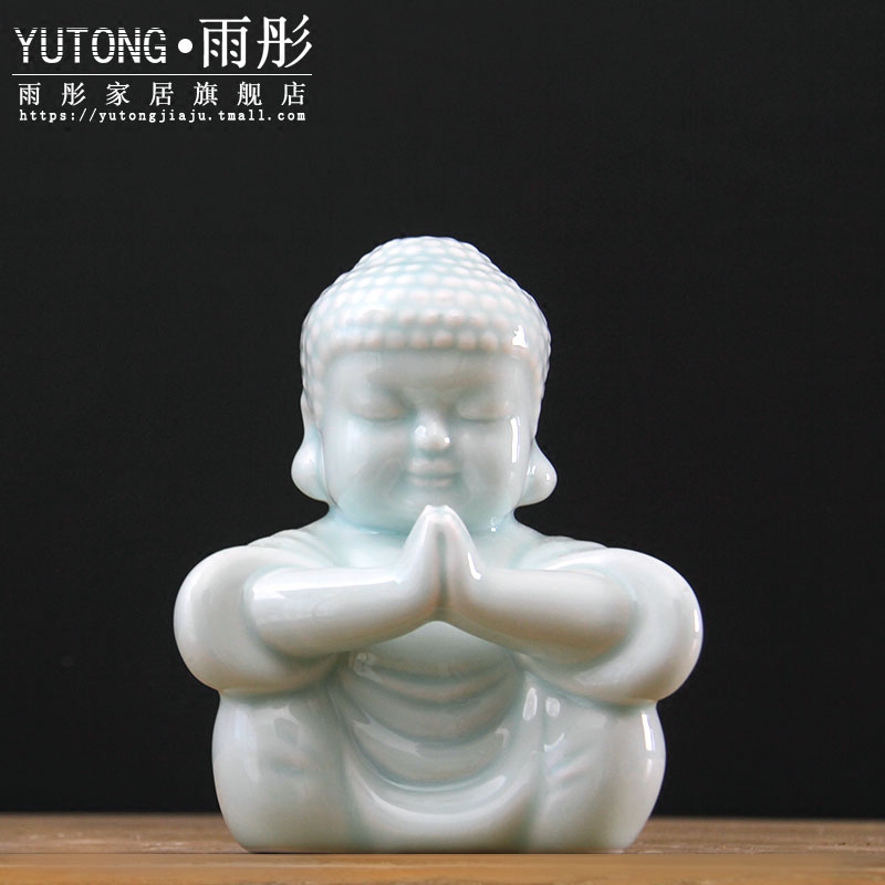 Jingdezhen Chinese manual shadow celadon of Buddha decoration ceramics furnishing articles [making porcelain decoration hand] praise f express little Buddha