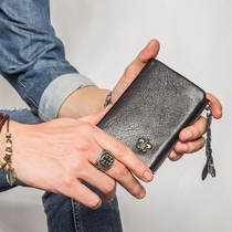 Leather small wallet mens short cowhide simple folding wallet womens vertical soft leather drivers license zipper coin purse tide