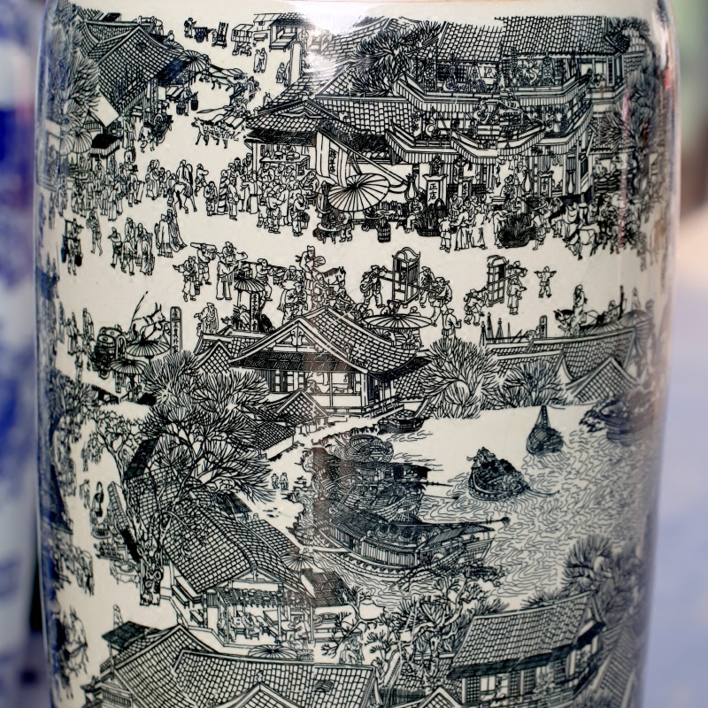 Jingdezhen ceramic antique piece of open crack glaze the qing Ming vase painting of large sitting room place hotel decoration