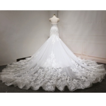 2021 new slim fishtail buttock slim bride wedding dress princess dream big tail luxury go out ceremony yarn