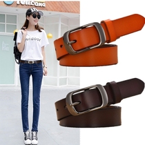 Ladies belt leather retro-cure and belt female Han Edition General Student Fashion Leisure Needle Closed Band Narrow