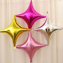 Four Corners Stars Aluminum Film Balloon Tetragonal Aluminum Foil Balloon Party Decorative Balloon Mall Arrangement Aluminum Film Balloons