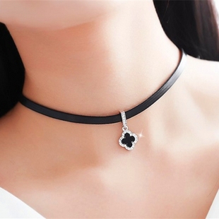 项圈choker女颈链颈带原宿脖链脖子饰品简约日韩国短款四叶草项链