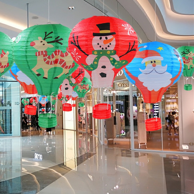 Christmas decoration Hot air balloon shape paper lantern Air dress up charm Children's holiday Birthday party decoration