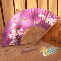 4 to send 1 special price gift day style fan folding to dance silk female fan bamboo fan cherry blossom 6 inch small fan