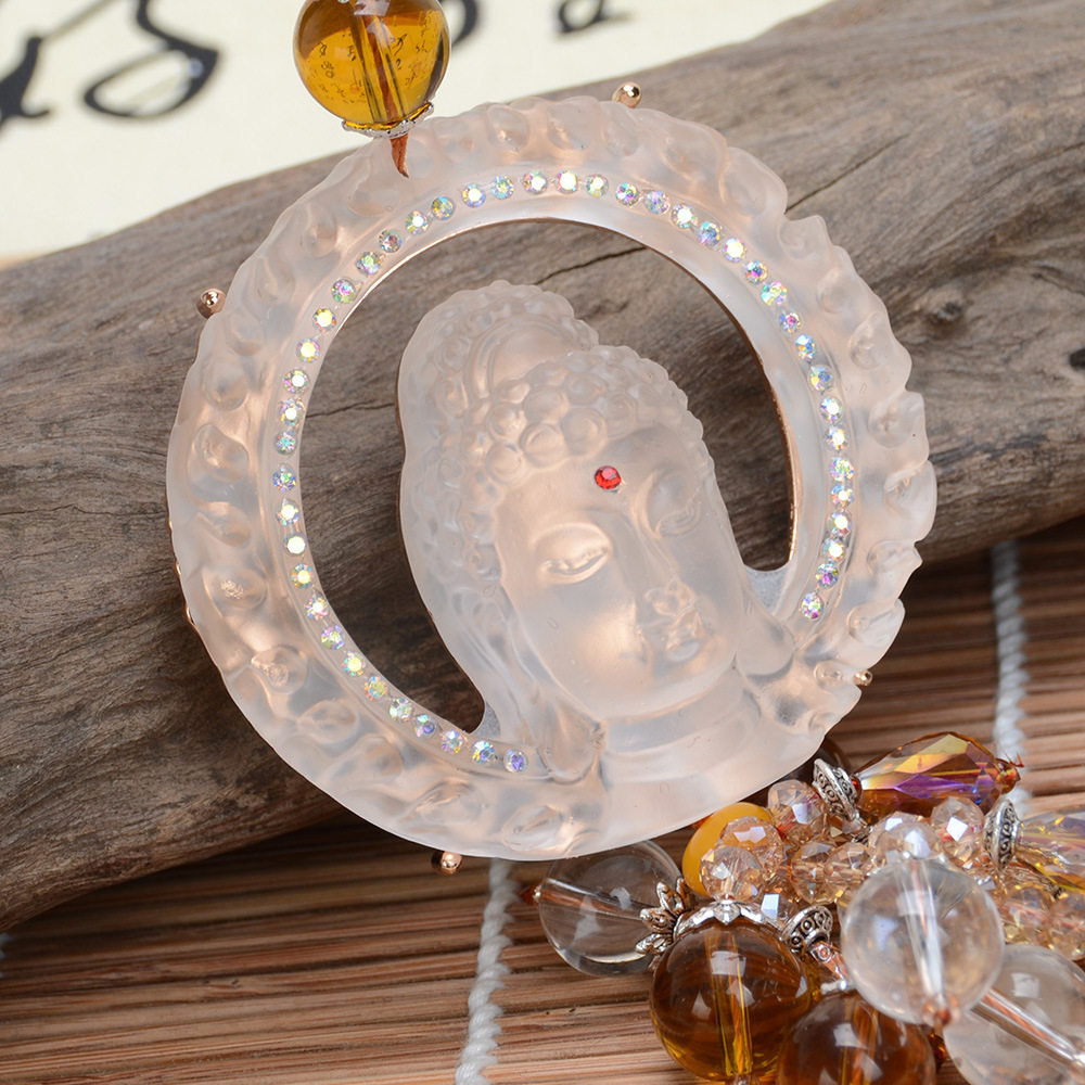 金意  磨砂水晶汽车饰品磨砂琉璃佛头汽车挂件精品车挂饰品