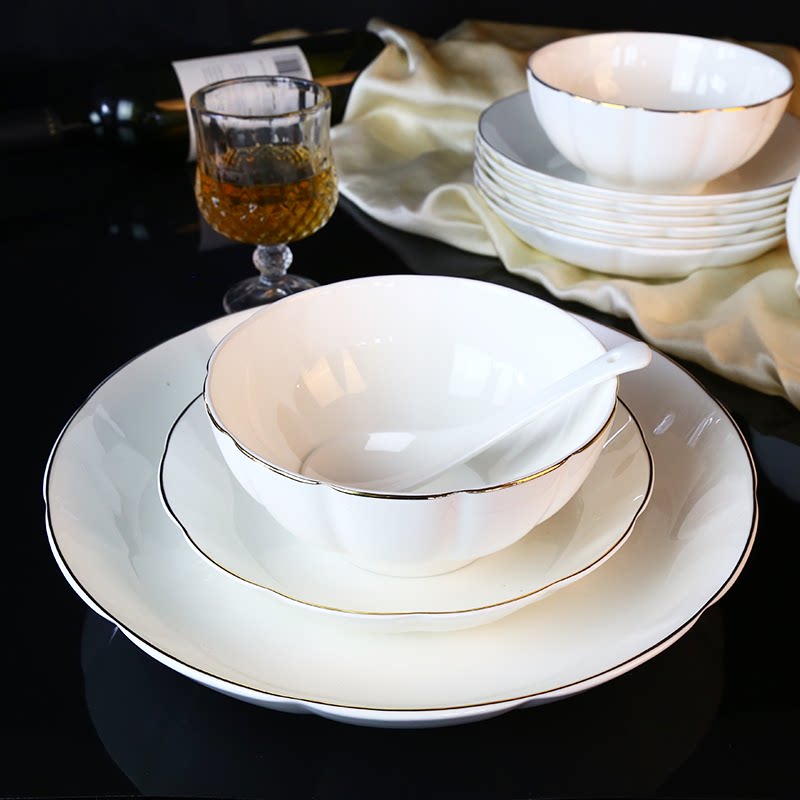 【皓宁家居专营店】骨瓷散件大号饭汤面碗家用盘子菜盘牛排盘餐盘创意