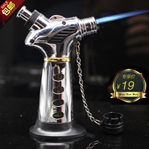 Outdoor metal straight creative transparent lighter windproof large capacity portable welding gun cigar lighter