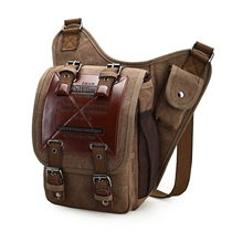 Canvas bag men European and American casual retro personality mens one-shoulder cross-body bag multifunctional outdoor travel cross-body backpack
