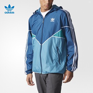 adidas 阿迪达斯 三叶草 男子 防风衣 灰蓝 AJ6