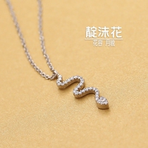 S925 Pure Silver Small Snake Necklace Zircon Pendant Lock Bone Chain Fashion Temperament Personality Neck Chain Delicate Sweet Ornament Woman