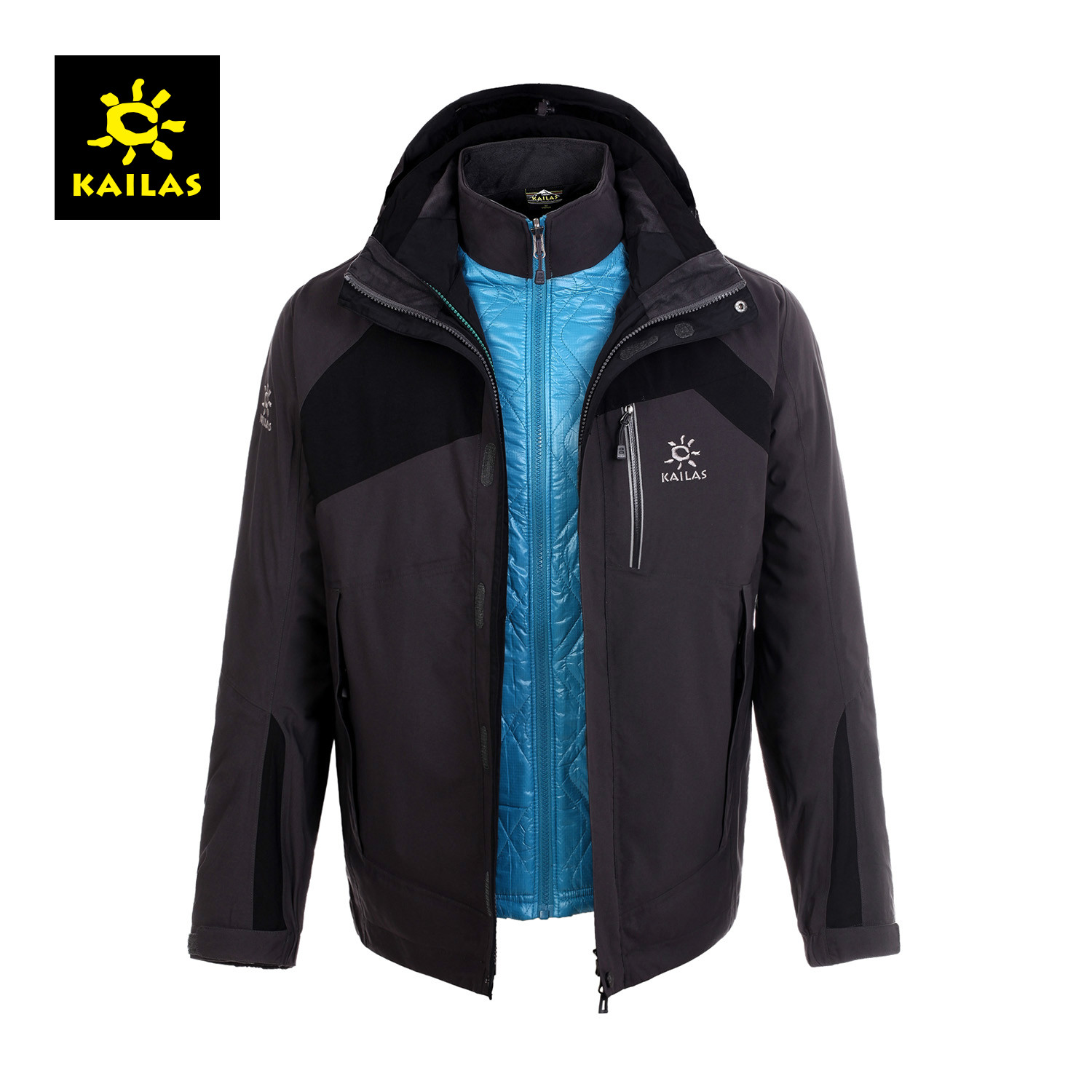 kailas凯乐石户外男款三合一冲锋衣防风保暖外套kg110018