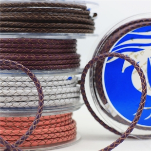 3mm复合编织皮绳项链绳适配黄金大孔珠手链绳2米/卷