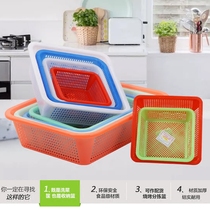 Plastic square screen rectangular hotel Wash Vegetable Washing Water Fruits Basket with basket Barbecue Pickup Basket Plastic Drain Basket